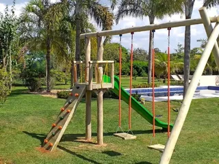 Playground de madeira com escorregador — projeto PG-349